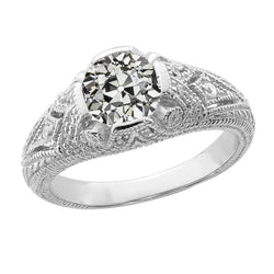 Antique Style Wedding Ring Round Old Cut Real Natural Earth Mined Diamond 2.50 Carats Milgrain