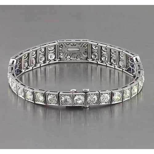 Antique Style Women Bracelet Sapphire And Real Diamond 24.80 Carats