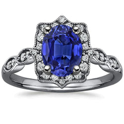 Antique Type Sapphire Natural Earth Mined Diamond Ring