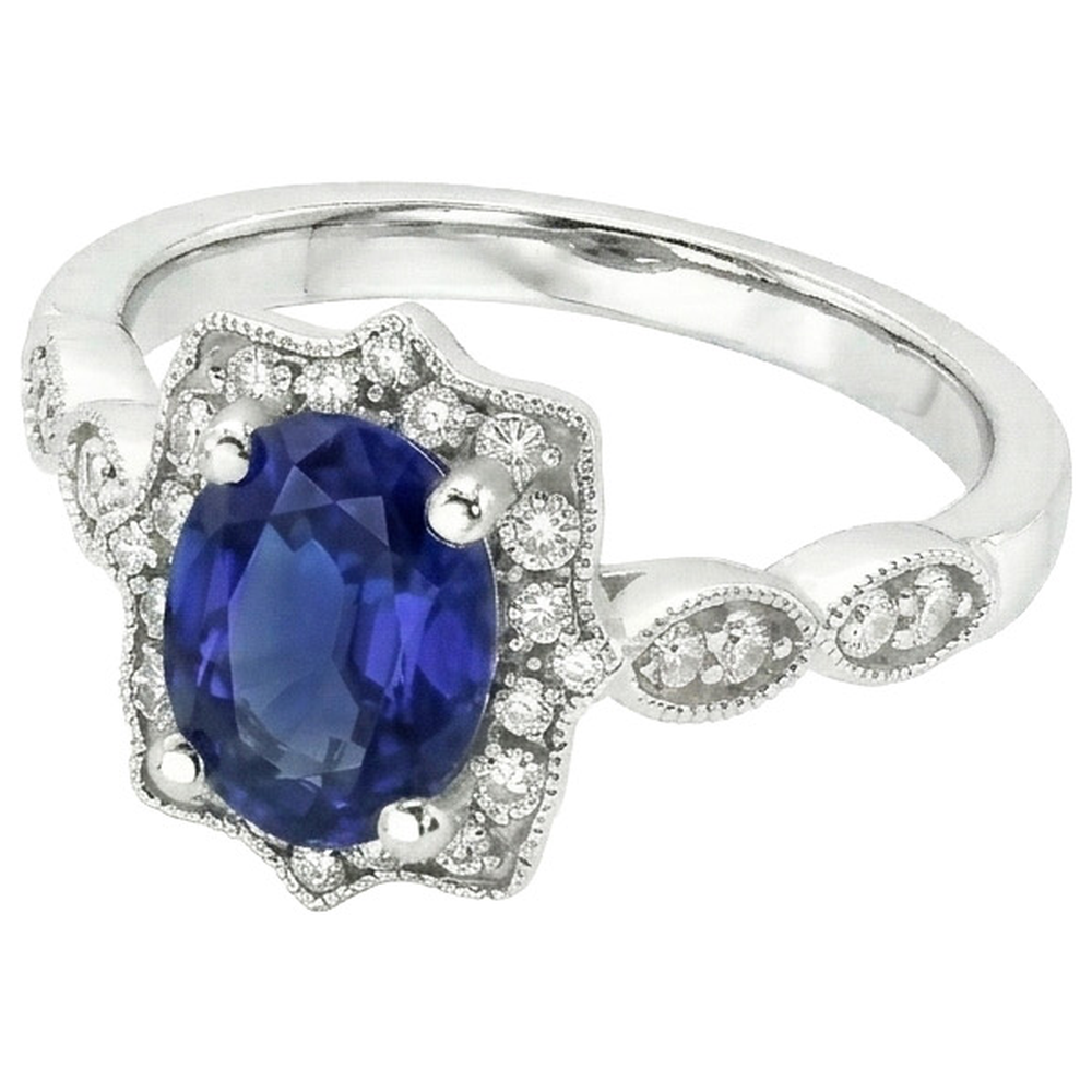Antique Type Sapphire Natural Earth Mined Diamond Ring