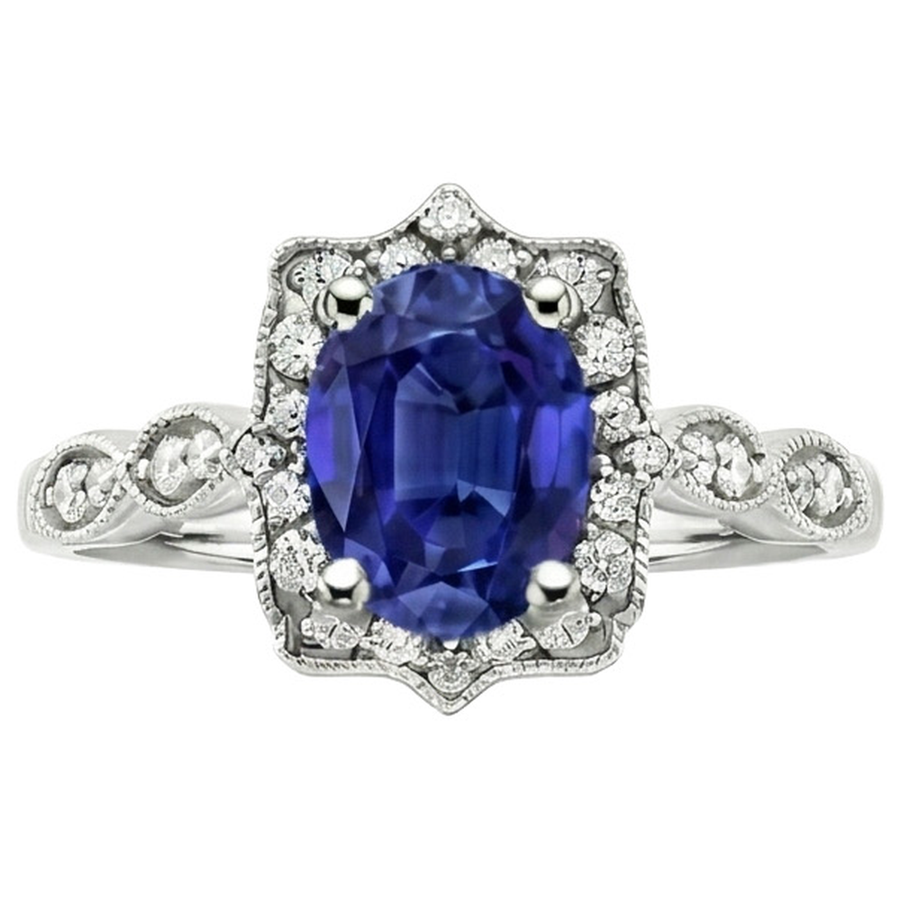 Antique Type Sapphire Natural Earth Mined Diamond Ring