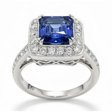Antique Style IGI CERTIFIED Diamond & Sri Lanka Color Sapphire Ring 9.50 Carats Gold 14K