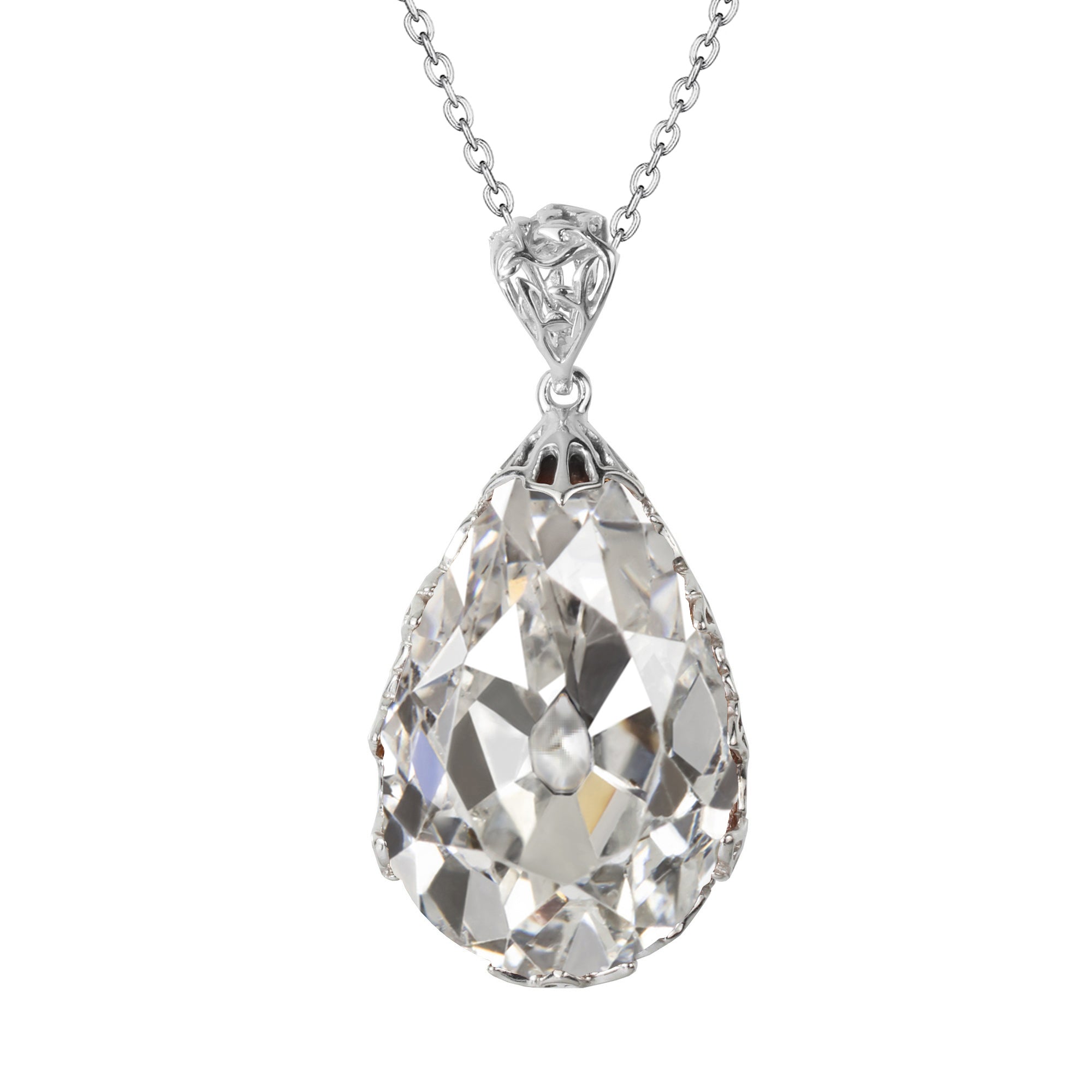 Old Mine Cut Diamond ring in 14K White Gold – main view
