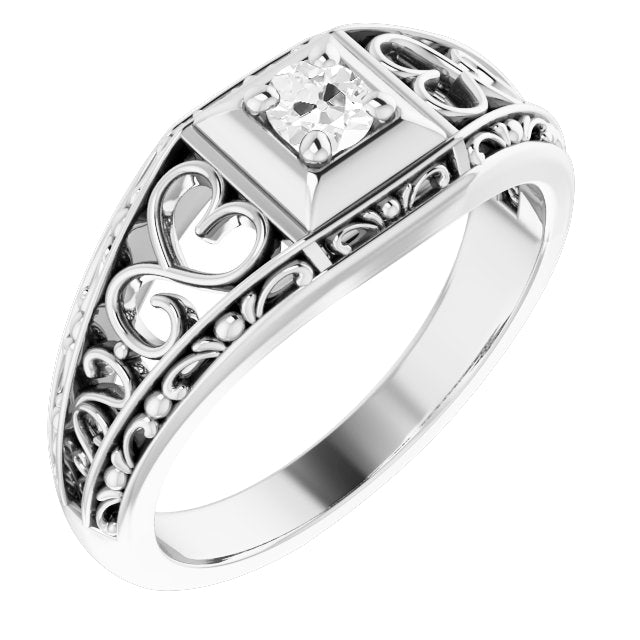 Handmade Fine Diamond Single Stone Ring 1 ct – main view