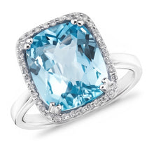 Aquamarine And Natural Earth Mined Diamond 9.50 Ct Wedding Ring Gold 14K