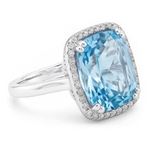 Aquamarine And Natural Earth Mined Diamond 9.50 Ct Wedding Ring Gold 14K