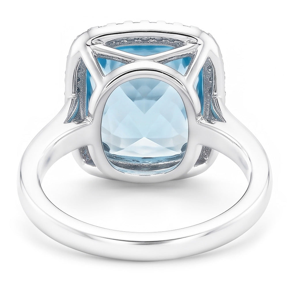 Aquamarine And Natural Earth Mined Diamond 9.50 Ct Wedding Ring Gold 14K