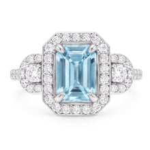Aquamarine And Natural Earth Mined Diamonds 5.80 Ct Anniversary Ring New White Gold 14K