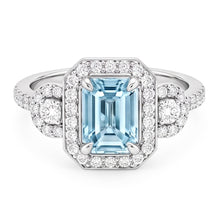 Aquamarine And Natural Earth Mined Diamonds 5.80 Ct Anniversary Ring New White Gold 14K