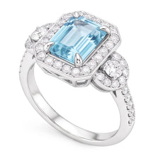 Aquamarine And Natural Earth Mined Diamonds 5.80 Ct Anniversary Ring New White Gold 14K