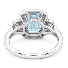 Aquamarine And Natural Earth Mined Diamonds 5.80 Ct Anniversary Ring New White Gold 14K