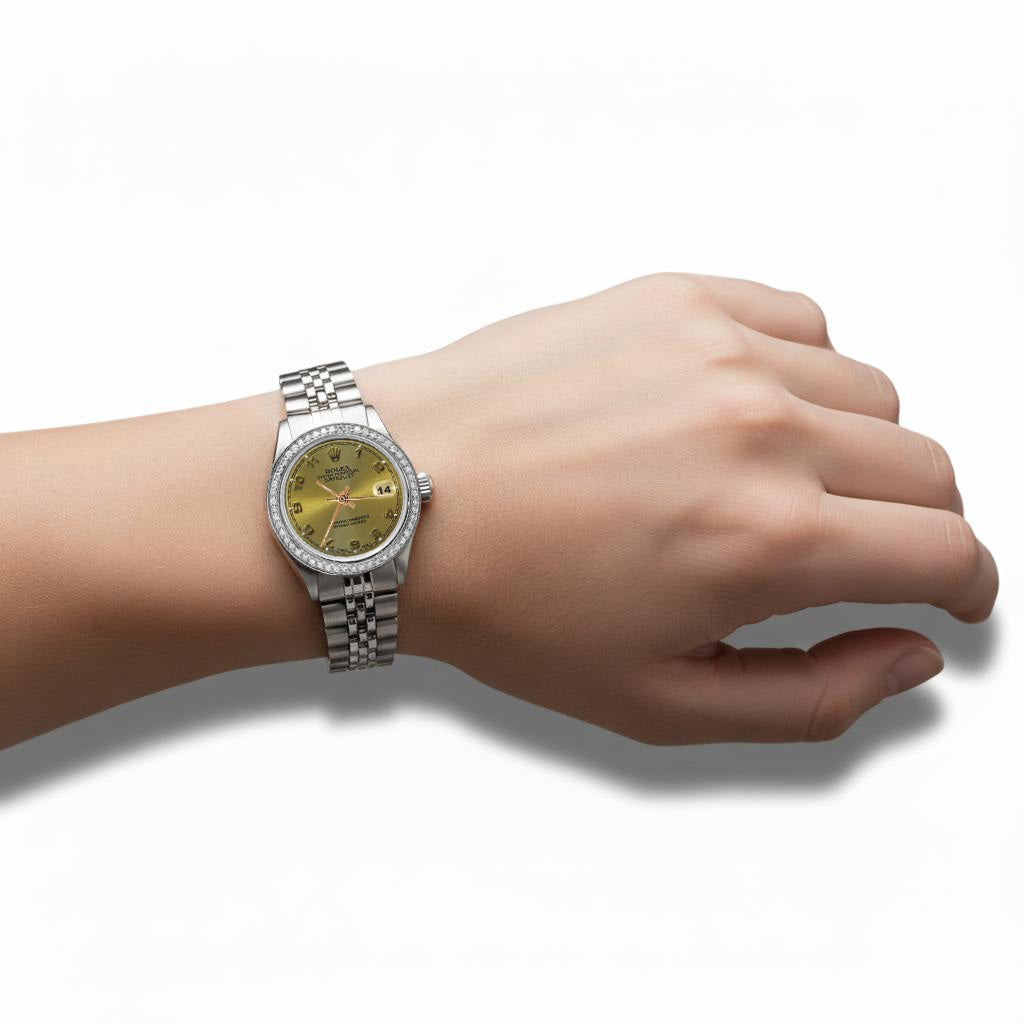 Arabic Dial Rolex Datejust Watch Natural Earth Mined Diamond Bezel Jubilee Ss Bracelet P1