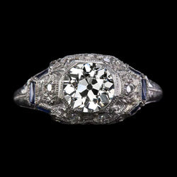 Art Deco Jewelry New Antique Style Old Miner Real Diamond Sapphire Ring