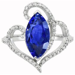 Natural Sapphire Ring 5.01ct - White Gold 14K