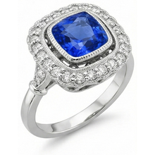 Art Nouveau Jewellery New Ceylon Sapphire And Natural Earth Mined DIAMOND ( NOT LAB GROWN ) Ladies Ring