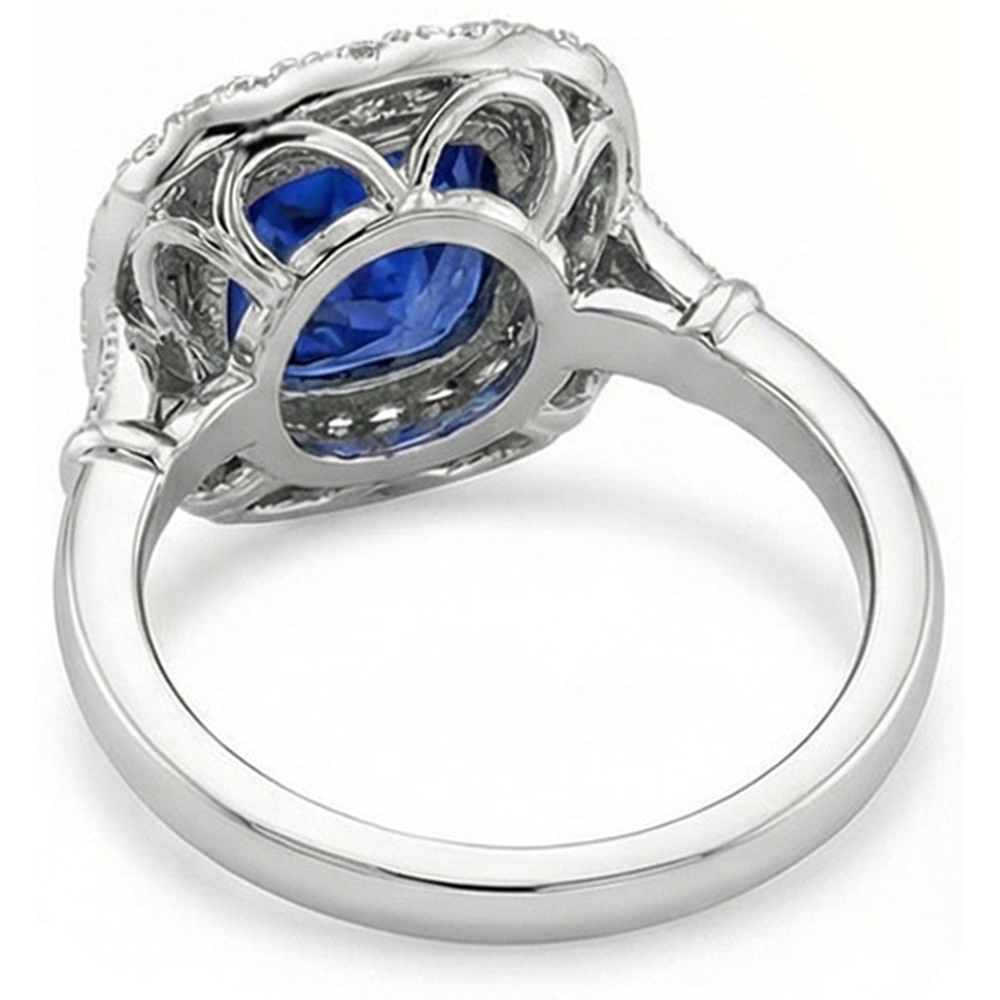 Art Nouveau Jewellery New Ceylon Sapphire And Natural Earth Mined DIAMOND ( NOT LAB GROWN ) Ladies Ring