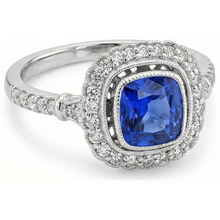 Art Nouveau Jewellery New Ceylon Sapphire And Natural Earth Mined DIAMOND ( NOT LAB GROWN ) Ladies Ring