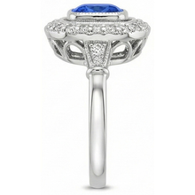 Art Nouveau Jewellery New Ceylon Sapphire And Natural Earth Mined DIAMOND ( NOT LAB GROWN ) Ladies Ring