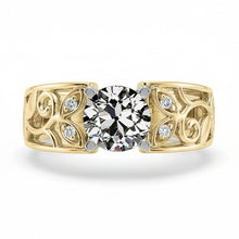 Art Nouveau Jewellery New Ring Old Mine Cut Real Natural Earth Mined Diamond Ring Leaf Style