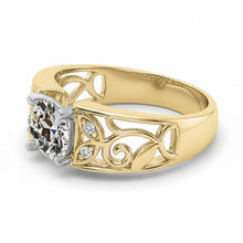 Art Nouveau Jewellery New Ring Old Mine Cut Real Natural Earth Mined Diamond Ring Leaf Style
