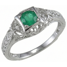 Art Nouveau Jewellery New Round Cut Green Emerald Natural Earth Mined DIAMOND ( NOT LAB GROWN ) Ring