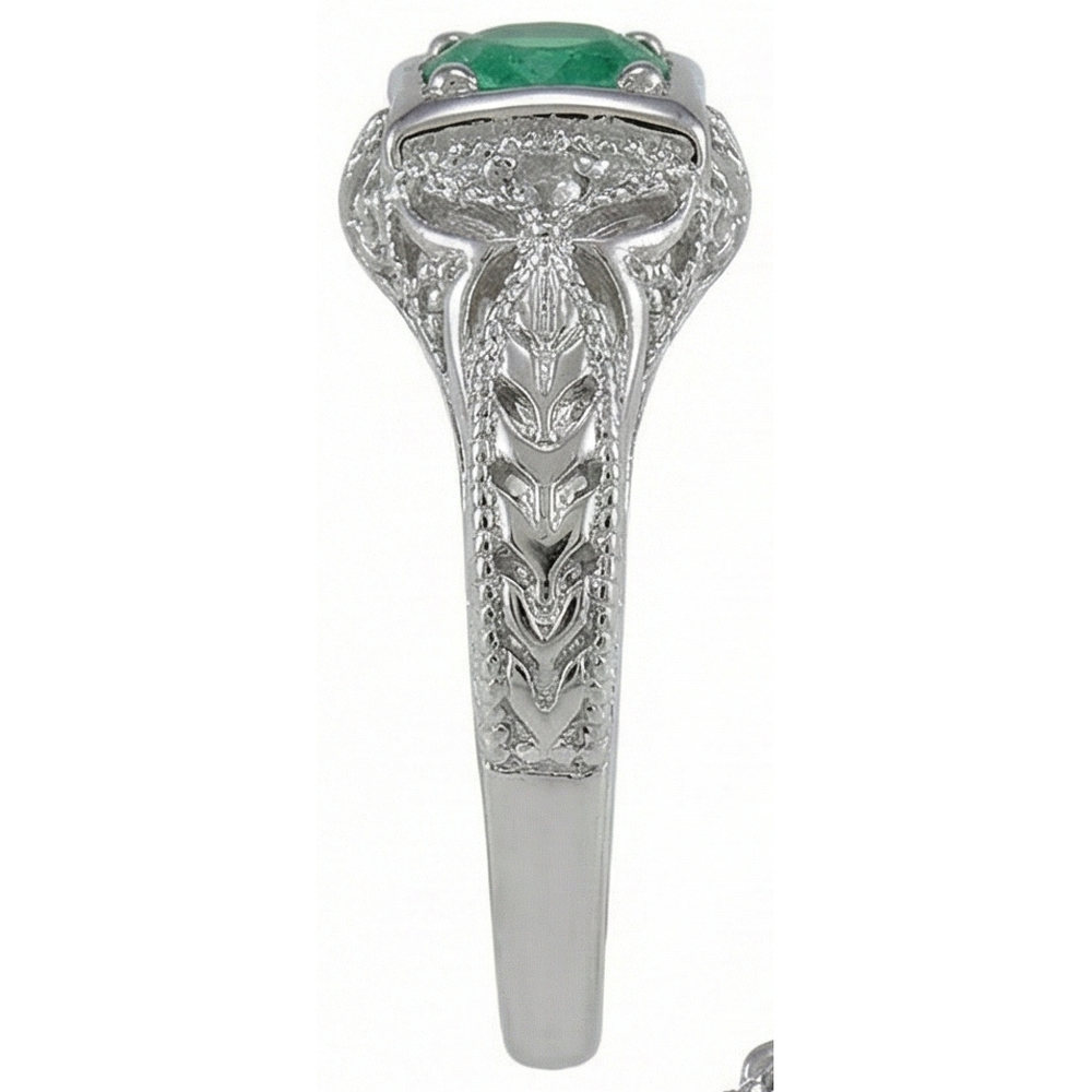 Art Nouveau Jewellery New Round Cut Green Emerald Natural Earth Mined DIAMOND ( NOT LAB GROWN ) Ring