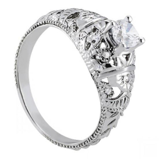 Art Nouveau Jewelry New Antique Style Real Diamond Engagement Ring