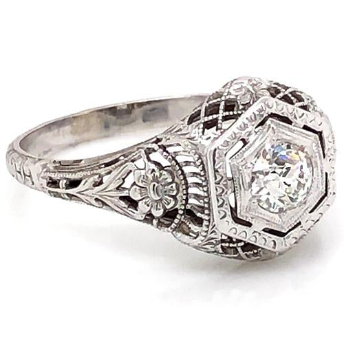 Art Nouveau Jewelry New Genuine Diamond Engagement Ring 