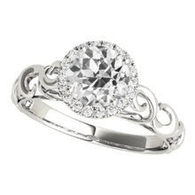 Art Nouveau Jewelry New Halo Ring Round Old Cut Genuine Diamonds 14K Gold