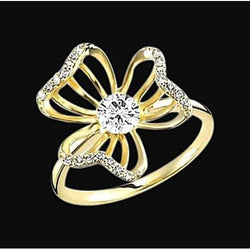 Art Nouveau Jewelry New Natural Diamond Flower Design Ring Yellow Gold
