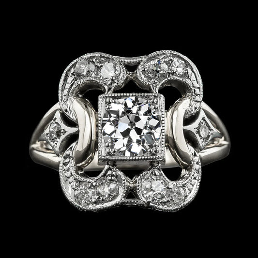 Art Nouveau Jewelry New Old Cut Genuine Diamond Wedding Ring Milgrain