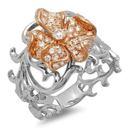 Art Nouveau Jewelry New Real Diamond Engagement Fancy Ring Two Tone Gold