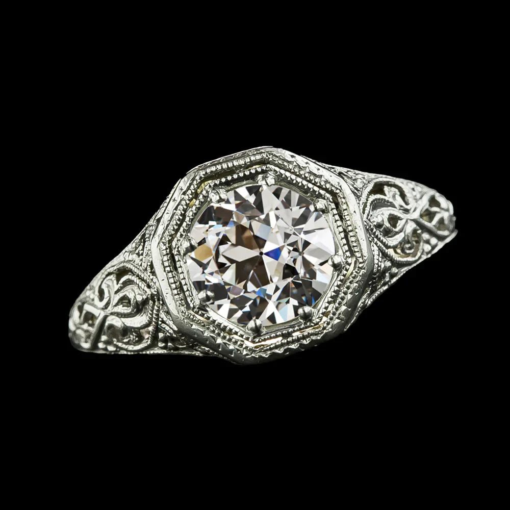 Art Nouveau Jewelry New Solitaire Ring Bezel Set Old Miner Real Diamond