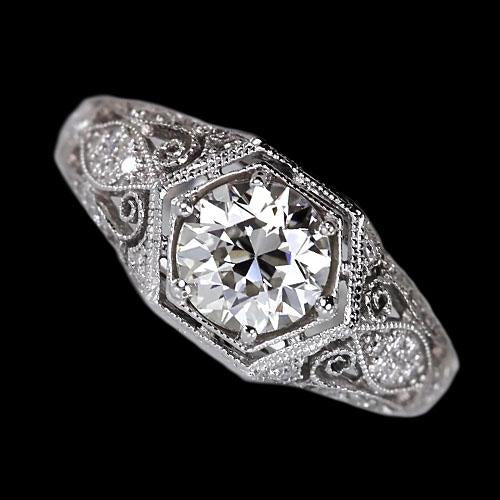 Art Nouveau Jewelry New Solitaire Round Old Mine Cut Natural Diamond Ring
