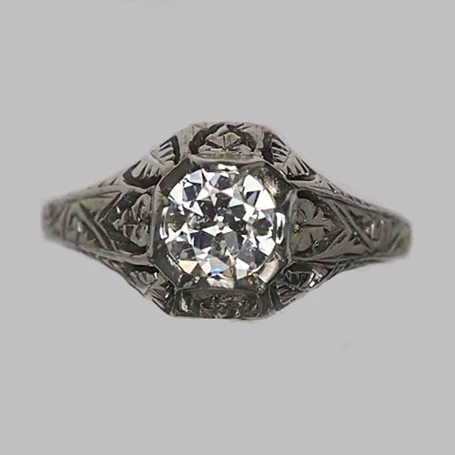 Art Nouveau Jewelry New Women Solitaire Old Cut Genuine Diamond Ring