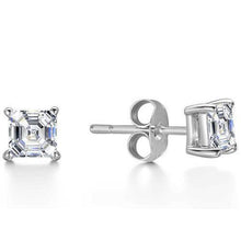 Asscher Cut 2.50 Carats Genuine Diamonds Lady Studs Earrings Gold White 14K