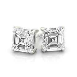 Asscher Cut 2.50 Carats Real Diamonds Studs Earrings White Gold