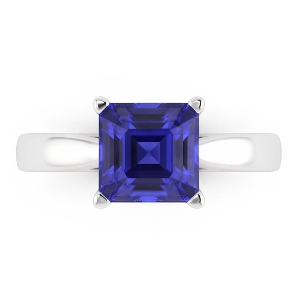 Asscher Cut Blue Sapphire Solitaire Ring