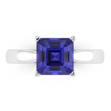Asscher Cut Blue Sapphire Solitaire Ring