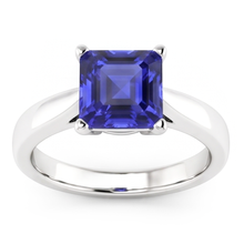 Asscher Cut Blue Sapphire Solitaire Ring