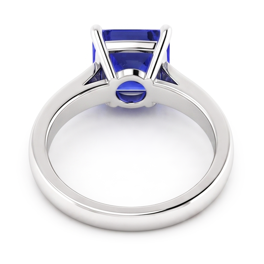 Asscher Cut Blue Sapphire Solitaire Ring