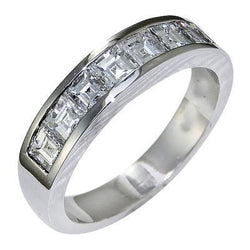 Asscher Cut Genuine Diamond Wedding Band 3.50 Carats White Gold 14K Men's Ring