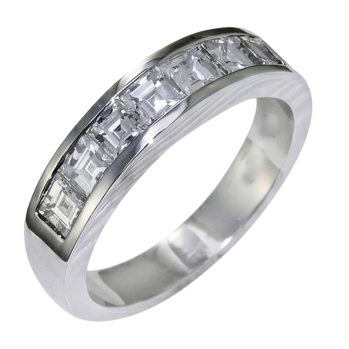 Asscher Cut Genuine Natural Earth Mined Diamond Wedding Band 3.50 Carats White Gold 14K Men's Ring