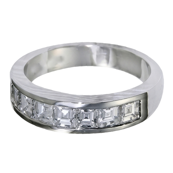 Asscher Cut Genuine Natural Earth Mined Diamond Wedding Band 3.50 Carats White Gold 14K Men's Ring
