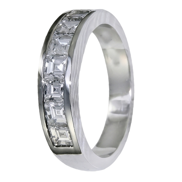 Asscher Cut Genuine Natural Earth Mined Diamond Wedding Band 3.50 Carats White Gold 14K Men's Ring