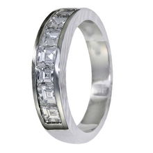 Asscher Cut Genuine Natural Earth Mined Diamond Wedding Band 3.50 Carats White Gold 14K Men's Ring