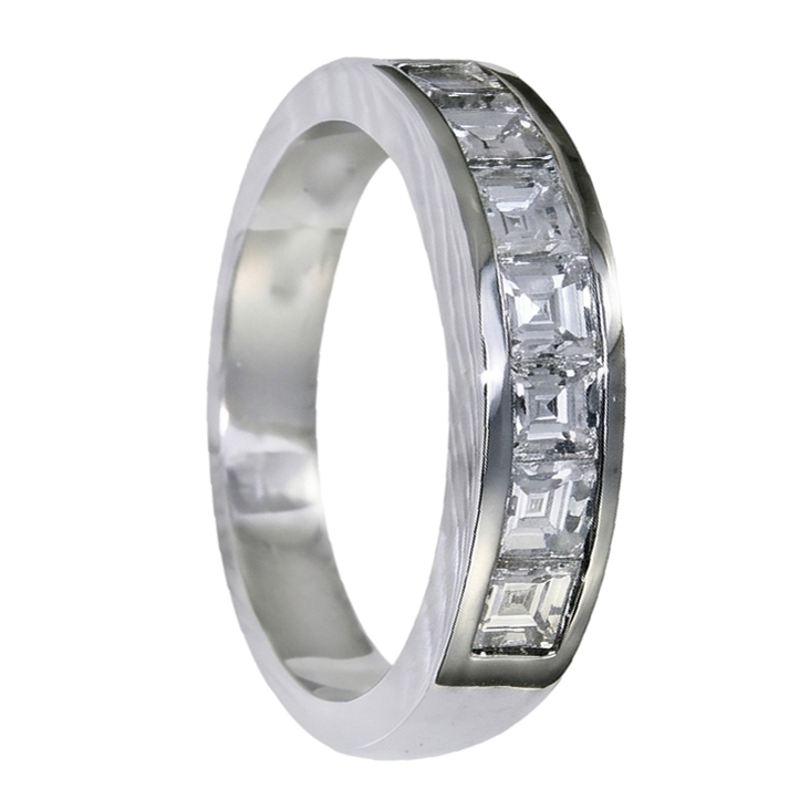 Asscher Cut Genuine Natural Earth Mined Diamond Wedding Band 3.50 Carats White Gold 14K Men's Ring
