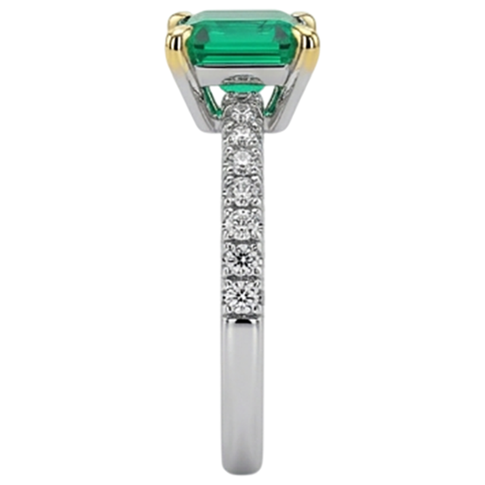 Authentic Fine Emerald Colored Stone Ring – top view