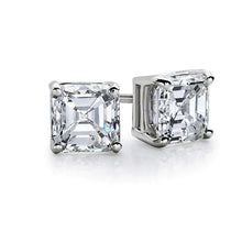Asscher Cut Natural Diamond Stud Earrings