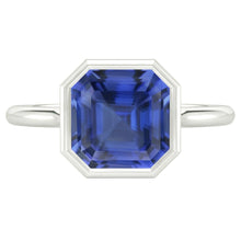 Asscher Cut Sapphire Engagement Solitaire Ring